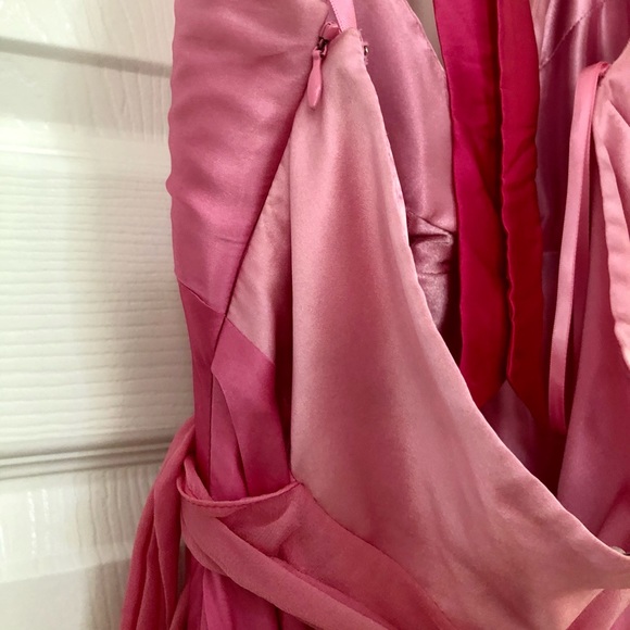 Cache Pink Ombré Silk Halter High Low Gown Dress - Picture 13 of 16